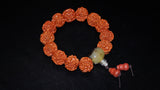 Load image into Gallery viewer, Rudraksha Bead &amp; Amber Charm Bracelet